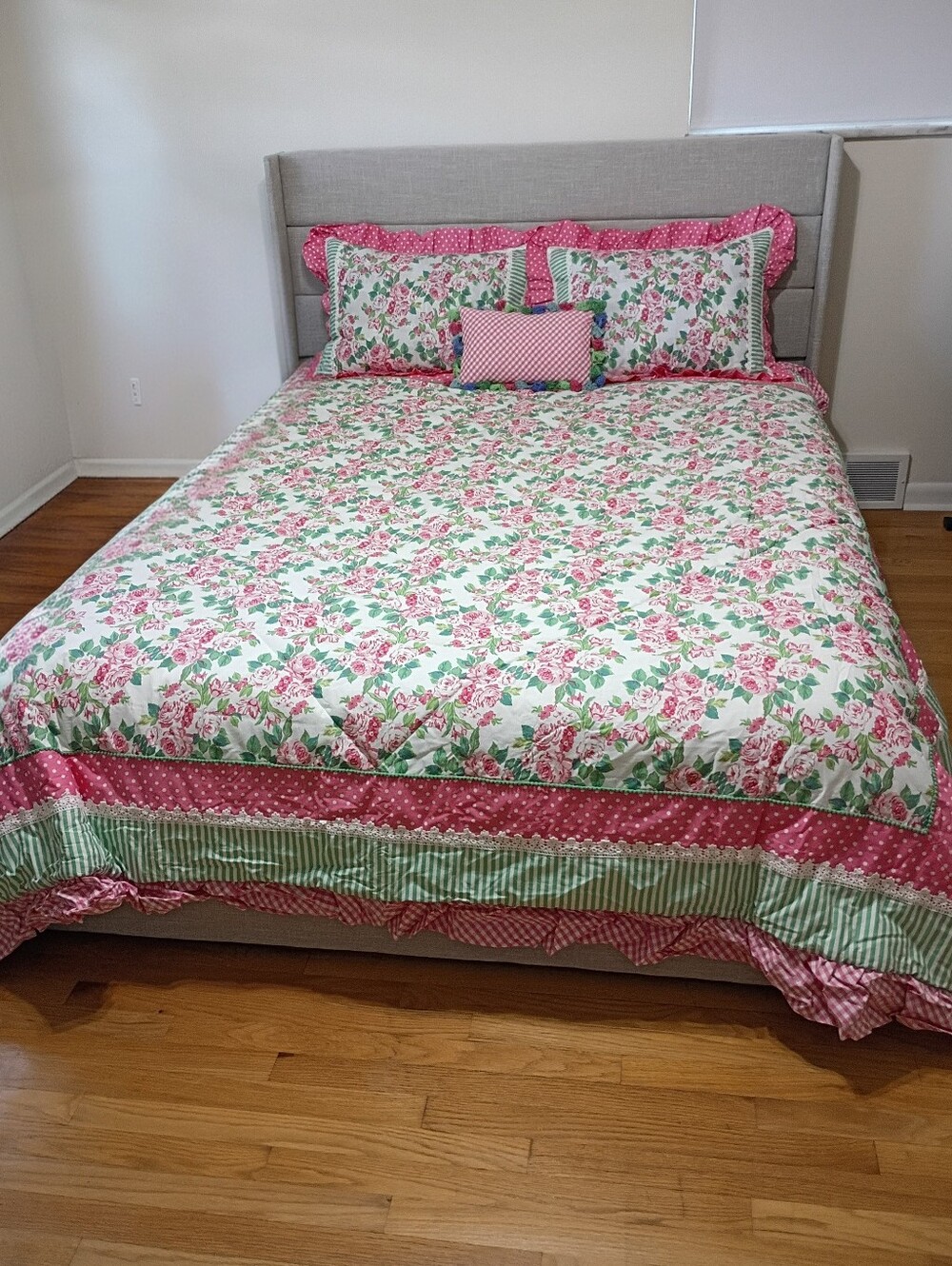 Matilda Jane Floral Chic Pink Green Quilted Comforter Bedding Set Full Queen NWT